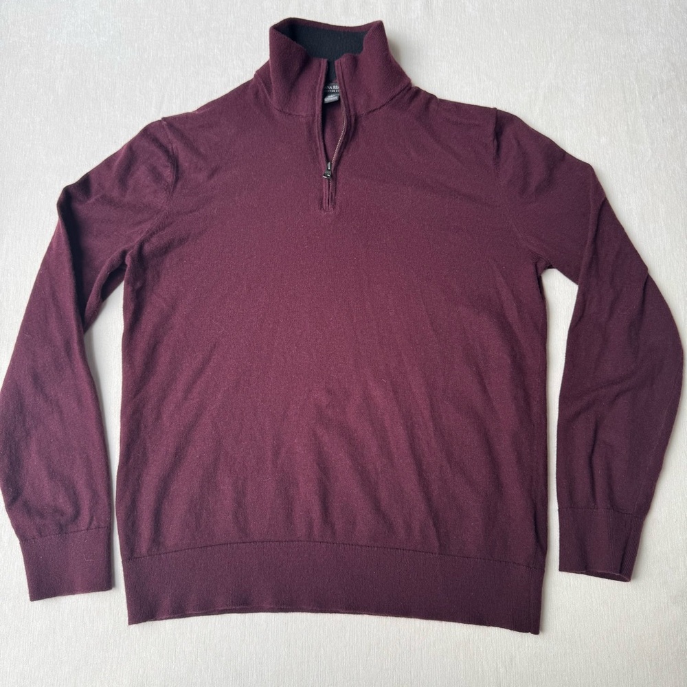 Banana Republic mens M Pima/Cashmere quarter zip sweater in Burgundy